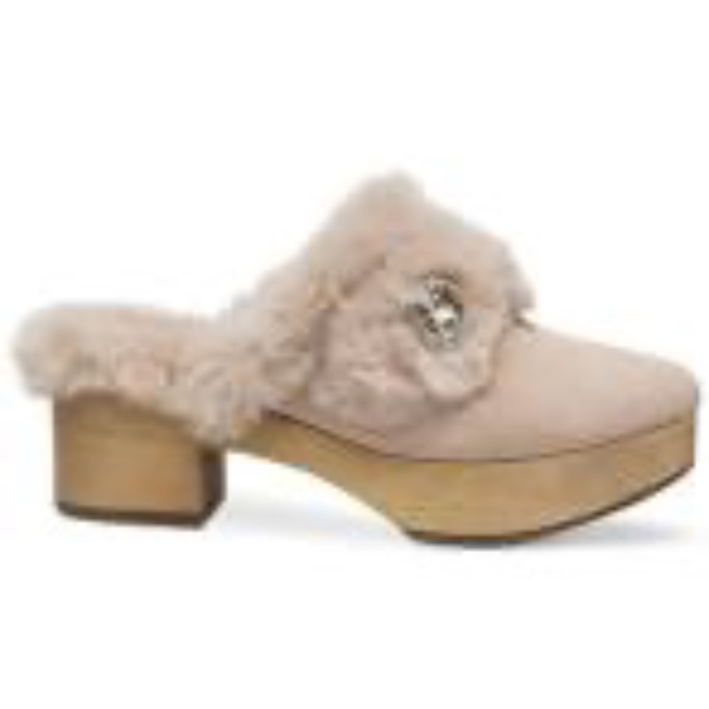 Kate Spade faux fur trim clogs